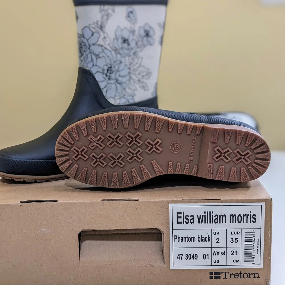 Tretorn Rain Boots Elsa William Morris Black Rain Women's size 5 - Picture 13 of 13